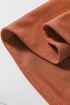 Bracelet Sleeve Split Neck Scallop Detail Pleated Corduroy Mini Dress